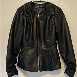 Zara Women's Sleek Black Leather Jacket